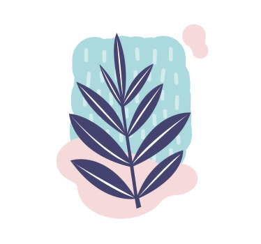 꽃과 식물이 있는 포스터 추상적인 잎사귀 - TenStickers