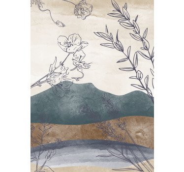 꽃과 식물이 있는 포스터 식물 실루엣 - TenStickers