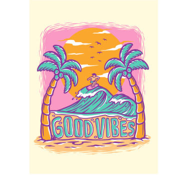 Poster ados vibes positives surf - TenStickers