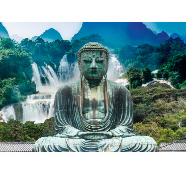 Zen poster serene buddha waterfall - TenStickers