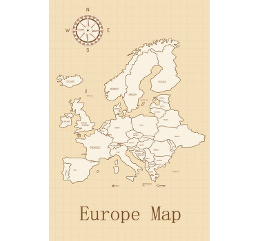 Map poster europe on beige background - TenStickers