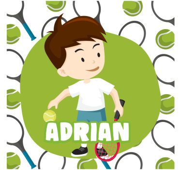 Kid tennis player personalized sports poster - TenStickers