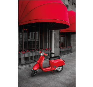City poster of parked red italian scooter - TenStickers