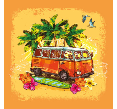 City poster classic surfing van - TenStickers