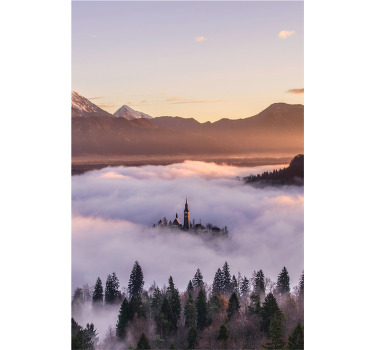 Poster landschaft verzauberndes bergschloss - TenStickers