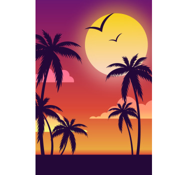 Poster landschaft 70er jahre sonnenuntergang vertikal - TenStickers