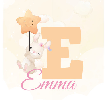 Personalisierte poster glücklicher hase mit stern - TenStickers