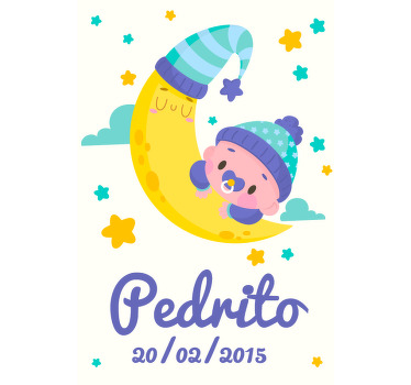 Personalisierte poster schlafendes baby am mond - TenStickers