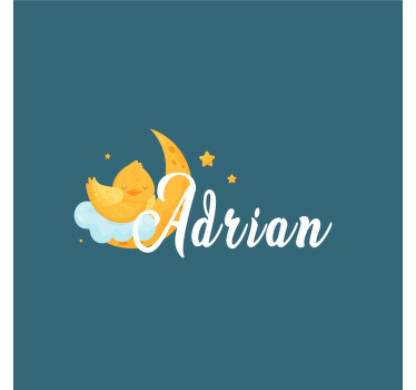 Poster da parete personalizzati pulcino che dorme luna - TenStickers