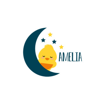 Personalisierte poster schlafendes küken mond - TenStickers