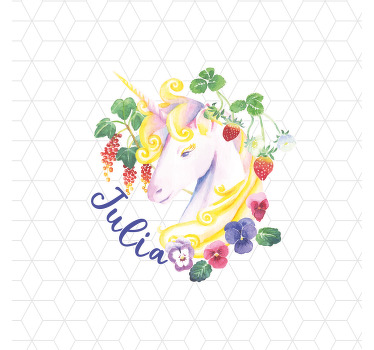 Personalisierte poster einhorn blumenarrangement - TenStickers