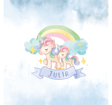 Personalisierte poster süßes einhorn-paar - TenStickers