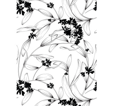 Poster de plantas padrão de folhas pretas - TenStickers