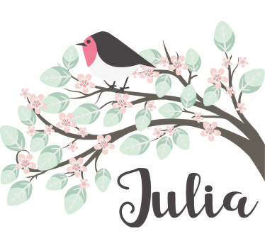 Poster árboles vinilo infantil pajarito personalizable - TenVinilo