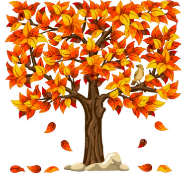 Poster árboles vinilo decorativo vegetación otoño - TenVinilo