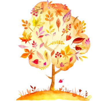 Poster árboles vinilo decorativo árbol otoñal - TenVinilo