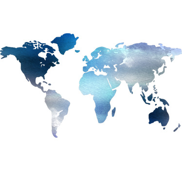 Poster do mapa mundial em vinil aquarela azul - TenStickers