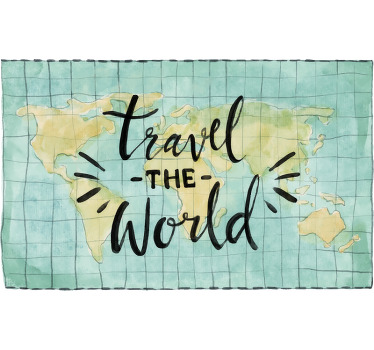 Poster mapamundi alfombra vinílica viaja por el mundo - TenVinilo