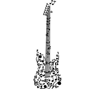 Poster musicales vinilo decorativo guitarra pentagrama - TenVinilo