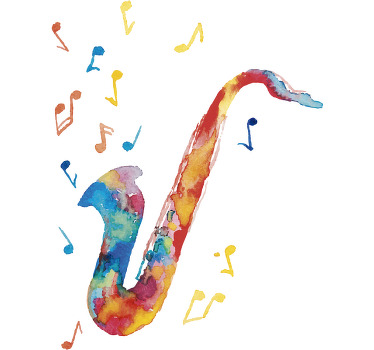 Poster musicales saxofón de colores - TenVinilo