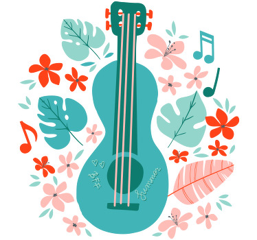 Poster musicales guitarra con flores - TenVinilo