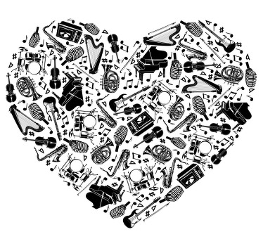 Poster musicales diseño en forma de corazón - TenVinilo