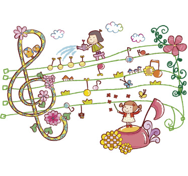 Poster musicales vinilo infantil ciudad musical - TenVinilo