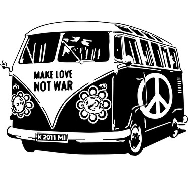 Poster vintage vinilo decorativo furgoneta hippie - TenVinilo
