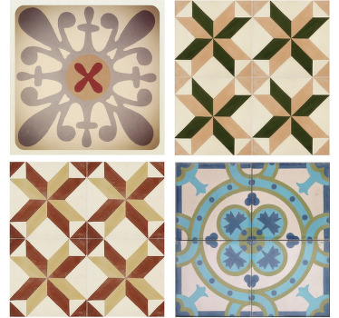 Poster vintage cenefa decorativa mosaico hidráulico - TenVinilo