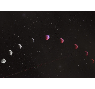 Poster paisajes fases de la luna con fondo galáctico - TenVinilo