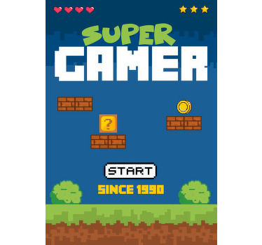 Gaming poster im retro-stil "super gamer" - TenStickers