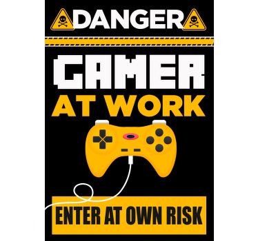 Gaming poster achtung gamer bei der arbeit - TenStickers