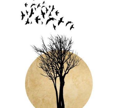 Poster árboles silueta de árbol con pájaros - TenVinilo
