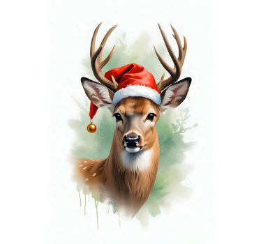 Christmas poster santa's reindeer - TenStickers