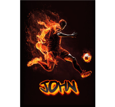 Poster fútbol jugador en llamas - TenVinilo