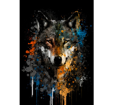 Poster art peinture de loup - TenStickers