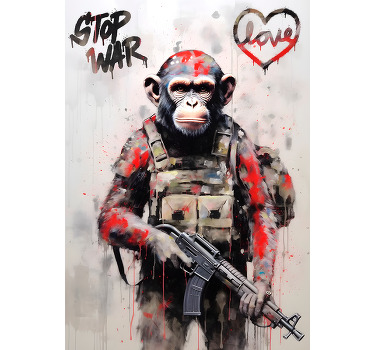 Soldier monkey art poster - TenStickers