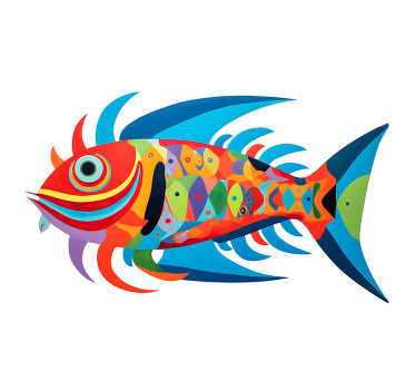 Multicolor fish art poster - TenStickers
