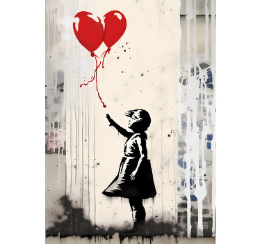 Art poster girl with balloons - TenStickers
