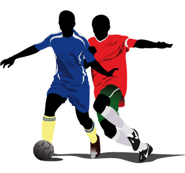Poster fútbol vinilo juvenil duelo de jugadores - TenVinilo