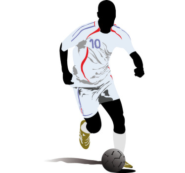 Poster fútbol vinilo decorativo futbolista en carrera - TenVinilo
