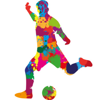 Poster fútbol jugador salpicaduras de colores - TenVinilo