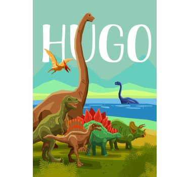 Poster Dinosaurier mit eigenem Namen - TenStickers