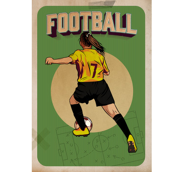 Poster footballeuse style rétro - TenStickers