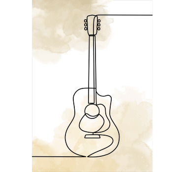 Póster guitarra monolínea musical - TenVinilo