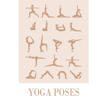Poster met yoga poses erop - TenStickers