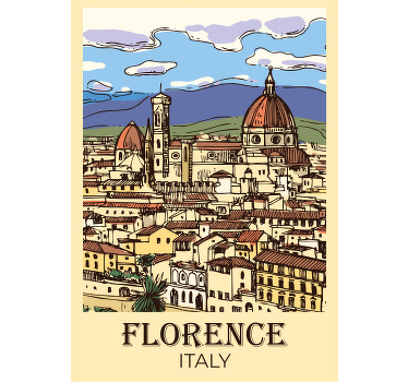 Poster con il disegno della città di Firenze - TenStickers