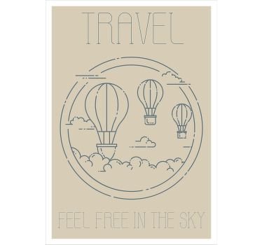Minimalist hot air balloon poster - TenStickers