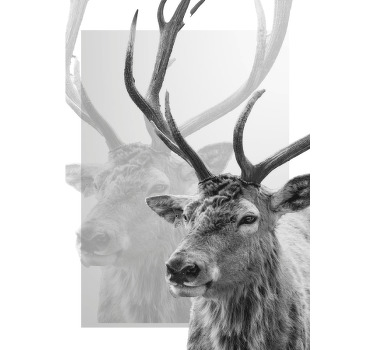 Poster illustrant un renne en noir et blanc - TenStickers