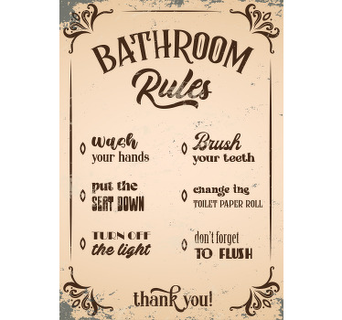 Bathroom rules vintage poster - TenStickers